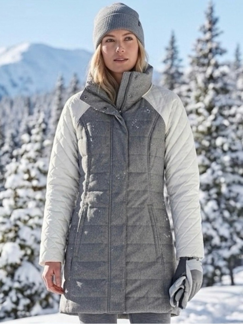 Prana Mixer Parka Jacket, gray/white, size Large